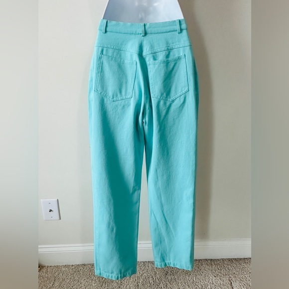 St John Turquoise 5 Pocket High Waist Straight Leg Jeans Size 6 - Picture 3 of 7